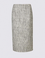 Marks and Spencer  Cotton Blend Textured Pencil Midi Skirt
