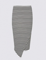 Marks and Spencer  Striped Asymmetric Wrap Pencil Midi Skirt