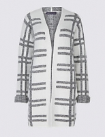 Marks and Spencer  Checked Longline Open Front Cardigan