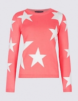 Marks and Spencer  Pure Cotton Star Print Round Neck Jumper