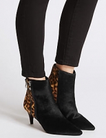 Marks and Spencer  Leather Kitten Heel Double Zip Ankle Boots