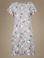 Marks and Spencer  Butterfly Print Ruffle Short Sleeve Nightdress