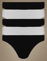 Marks and Spencer  5 Pack Cotton Rich Low Rise Thongs with New & Improved Fabri