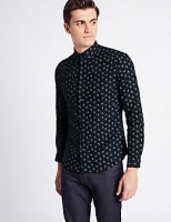 Marks and Spencer  Pure Cotton Slim Fit Printed Oxford Shirt