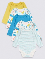Marks and Spencer  5 Pack Transport Print Pure Cotton Bodysuits