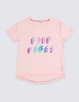 Marks and Spencer  Pure Cotton Glitter Top with StayNEW (3-16 Years)