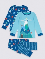 Marks and Spencer  2 Pack Cotton Mountain Pyjamas with Stretch (9 Months - 8 Ye