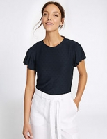 Marks and Spencer  Spotty Frill Short Sleeve T-Shirt
