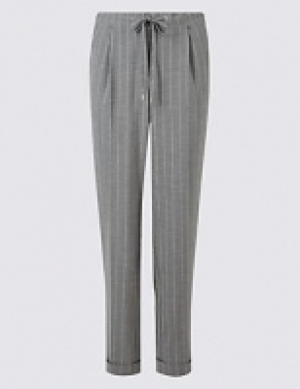Marks and Spencer  Drawstring Striped Tapered Leg Trousers