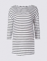 Marks and Spencer  Maternity Striped 3/4 Sleeve Jersey Top with StayNEW
