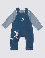 Marks and Spencer  2 Piece Pure Cotton Bodysuit & Dungarees Outfit