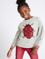 Marks and Spencer  Sequin Ladybird Sweatshirt (3-14 Years)