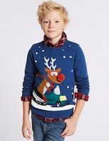 Marks and Spencer  Cotton Rich Snowman Reindeer Jumper (3-14 Years)