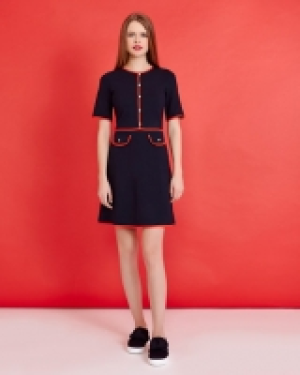 Savida Piping And Button Detail Dress