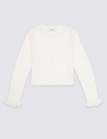 Marks and Spencer  Pure Cotton Frill Sleeve Cardigan (3-16 Years)