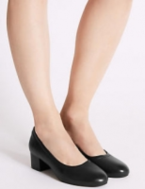Leather Block Heel Court Shoes 65.00 €