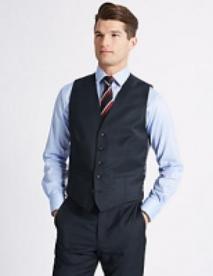 Navy Tailored Fit Wool Waistcoat 88.00 €
