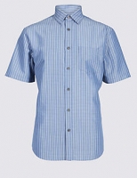 Marks and Spencer  Modal Rich Striped Shirt with Pocket