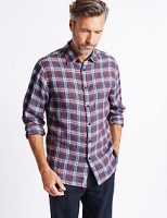 Marks and Spencer  Pure Linen Checked Shirt with Pocket