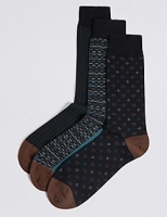 Marks and Spencer  3 Pairs of Cotton Rich Dash Design Socks