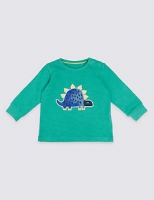 Marks and Spencer  Pure Cotton Dinosaur Applique T-Shirt