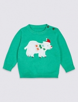 Marks and Spencer  Pure Cotton Polar Bear Christmas Jumper