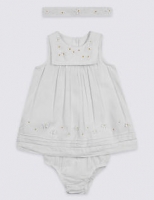 Marks and Spencer  3 Piece Headband, Knicker & Embroidered Dress