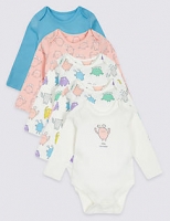 Marks and Spencer  5 Pack Monster Print Pure Cotton Bodysuits