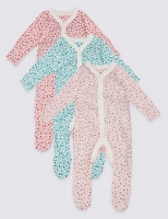 Marks and Spencer  3 Pack Floral Print Pure Cotton Sleepsuits