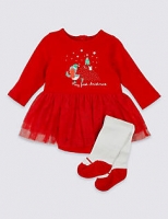 Marks and Spencer  Baby Christmas Bodysuit with Tights Outfit