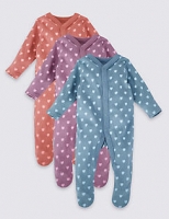 Marks and Spencer  3 Pack Pure Cotton Heart Sleepsuits