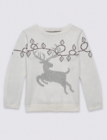 Marks and Spencer  Cotton Rich Christmas Stag Jumper (3 Months - 9 Years)