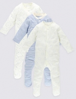 Marks and Spencer  3 Pack Pure Cotton Sleepsuits