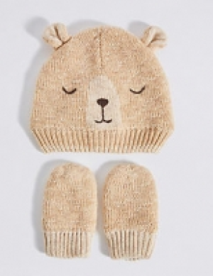 Marks and Spencer  Kids Bear Hat & Mittens Set