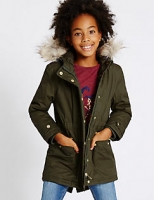 Marks and Spencer  Pure Cotton Faux Fur Parka with Stormwear (3-14 Years)