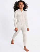 Marks and Spencer  Cotton Rich Striped Hooded Onesie (1-16 Years)