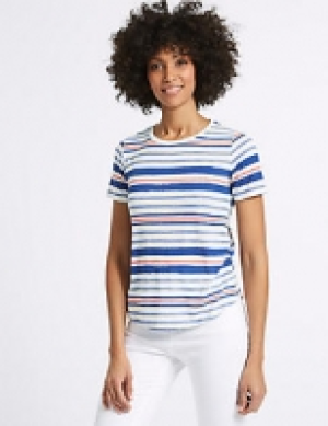 Striped Round Neck Short Sleeve T-Shirt 13.00 €