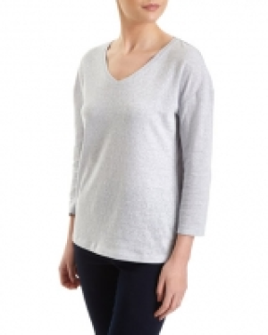 Long Sleeve Lurex V-Neck Top