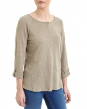 Long Sleeved Textured Grandad Top