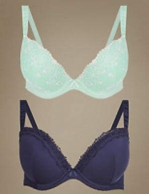 2 Pack Embroidered Padded Plunge Bras DD-G 24.00 €