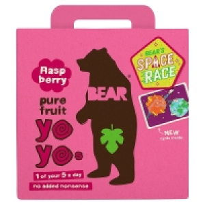 BEAR Raspberry Pure Fruit Yoyos 10 Fruit Rolls 5 Packs