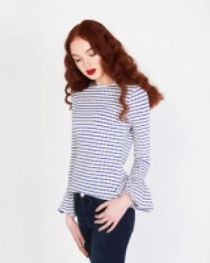 Savida Stripe Top With Flared Cuffs