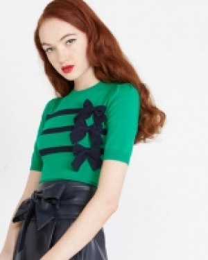Savida Bow Stripe Contrast Jumper