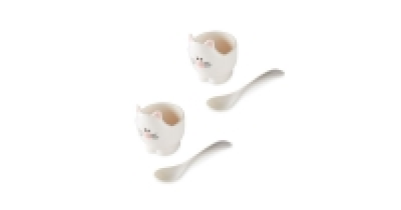 Crofton White Cat Egg Cup Set