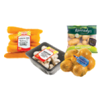 Costcutter  Carrot Bag/Punnet Mushroom/Net Onions 1kg/Easy Cook Baby Pot