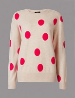 Marks and Spencer  Pure Cashmere Spotted Oversized Jumper