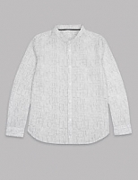 Marks and Spencer  Pure Cotton Grid Grandad Shirt (3-16 Years)