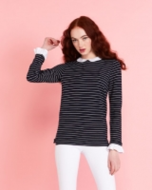 Savida Woven Collar Stripe Top