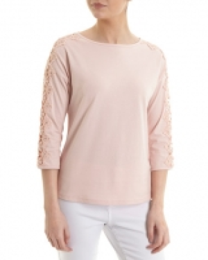 Lace Trim Three Quarter Sleeve Top
