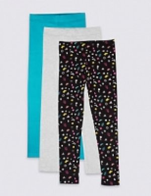 3 Pack Cotton Rich Leggings with Stretch (3-16 Years) 22.00 €